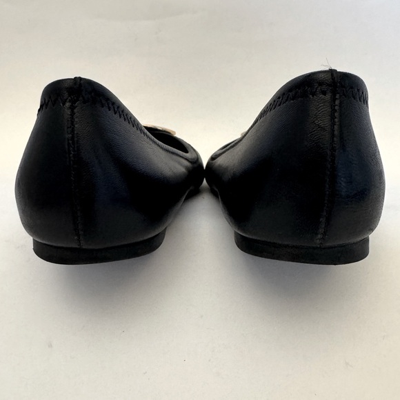 Tory Burch Reva Ballet-Mestico Flat Shoes, Black with Gold Logo, Size 7 - Picture 5 of 8